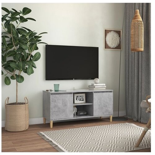  TV omarica z lesenimi nogami betonsko siva 103,5x35x50 cm Cene