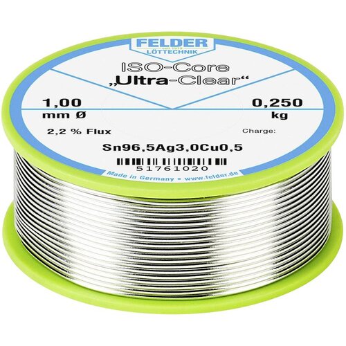 Felder Löttechnik iso-core ''ultra clear'' SAC305 spajkalna palica tuljava Sn96\,5Ag3Cu0\,5 0.250 kg 1 mm, (20428779) Cene