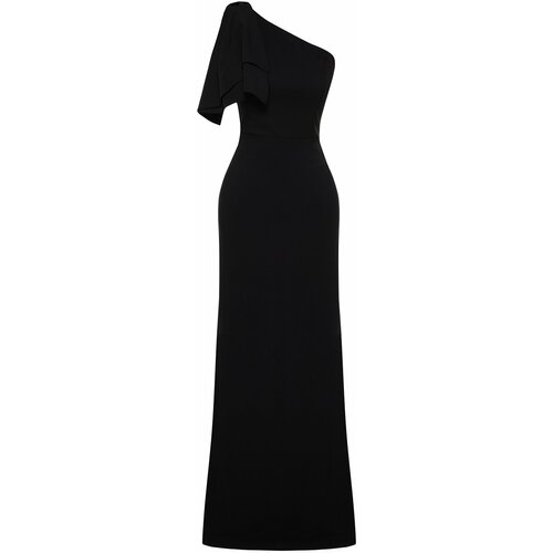 Trendyol black plain fitted woven evening dress & prom dress Slike
