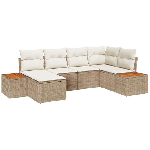 vidaXL Vrtna sedežna garnitura z blazino 6 pcs Bež poli ratan, (5000144617) Cene