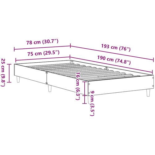  Okvir kreveta bez madraca sonoma hrast 75x190 cm Slike