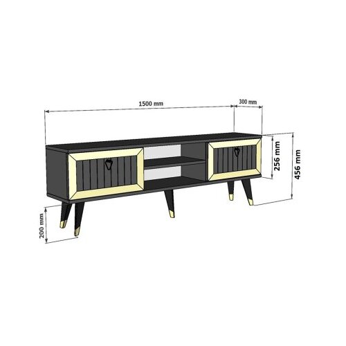 Hanah home Hanah Kućni TV komoda Lidya, 150x45,6x30 cm, antracit-zlatna boja Cene