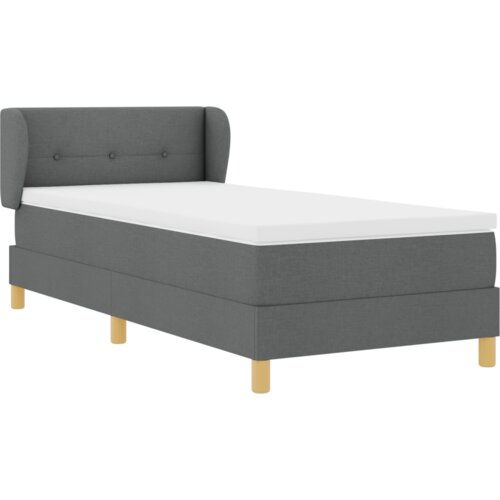 VidaXL box spring krevet s madracem u tamnosivoj boji, 90x190 cm, tkanina Slike