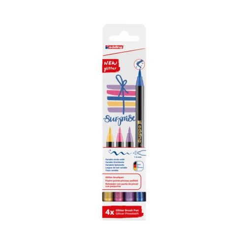  Brush flomasteri E-1340, 1-6 mm glitter set 1/4 Edding sortirano Slike