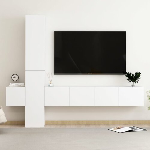 The Living Store Komplet TV omaric 5-delni bela iverna plošča - TV Omarica, (21429875) Cene