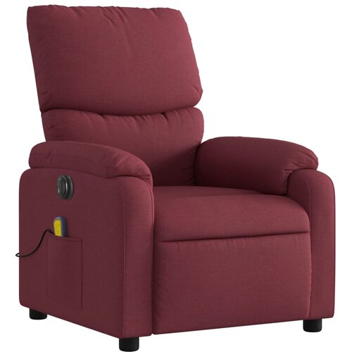  Električni masažni naslonjač od tkanine crvena boja vina Slike