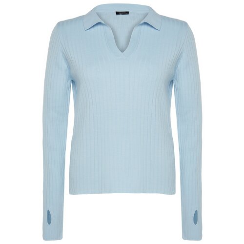 Trendyol Curve Plus Size Sweater - Blue - Fitted Cene