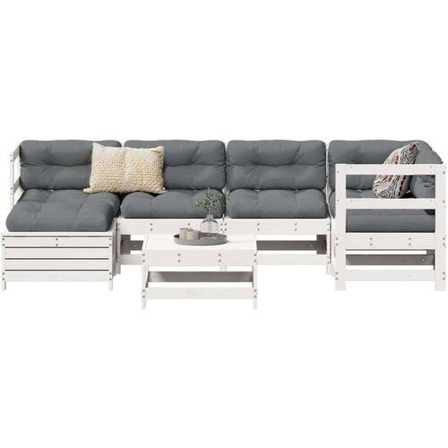  7-dijelni set vrtnih sofa bijeli od masivne borovine Cijene