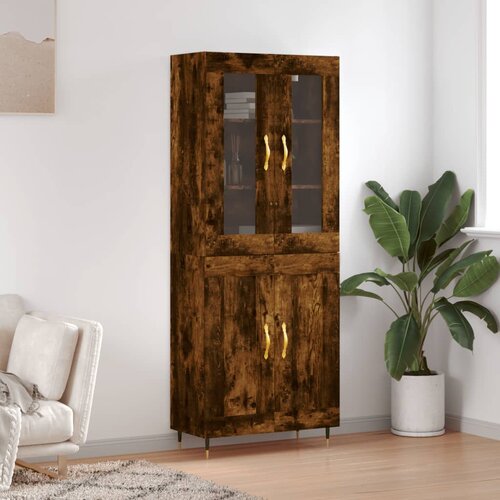 vidaXL Visoka komoda dimljeni hrast 69 5x34x180 cm konstruiranog drva Cijene