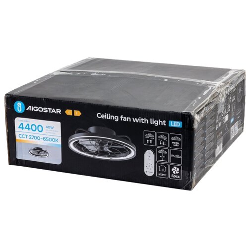 Aigostar LED prigu&amp;scaron;iva plafonski ventilator LED/40W/230V 2700-6500K + daljinski upravljač, crne boje Slike