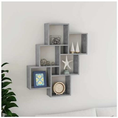 VidaXL Kockaste zidne police siva boja betona 78 x 15 x 93 cm iverica Slike