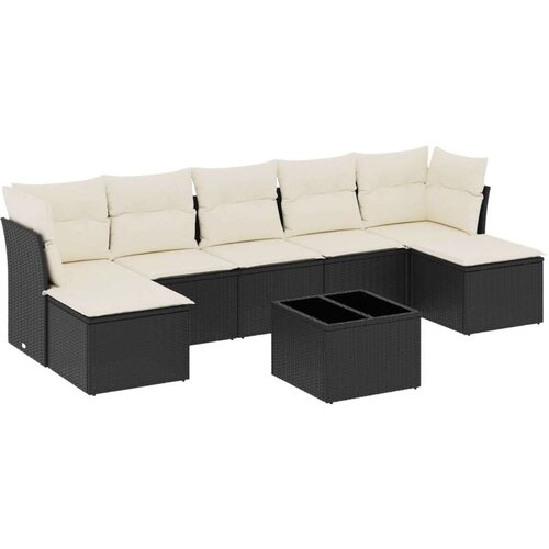VidaXL 8-dijelni set vrtnih sofa od poliratana s jastucima crni Slike