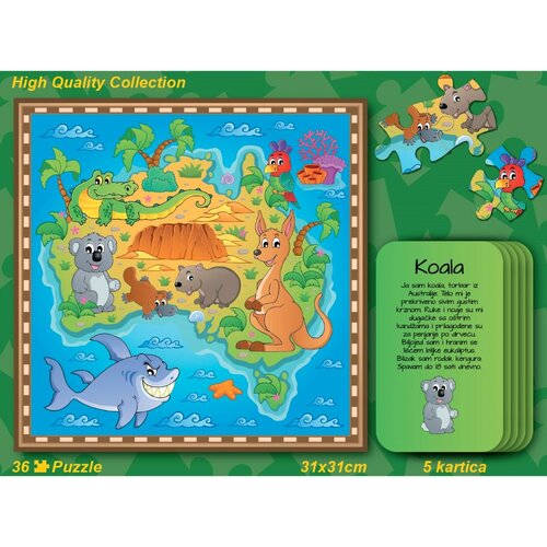 Puzzle - Životinje iz Australije + 5 edukativnih kartica - 600057 Slike