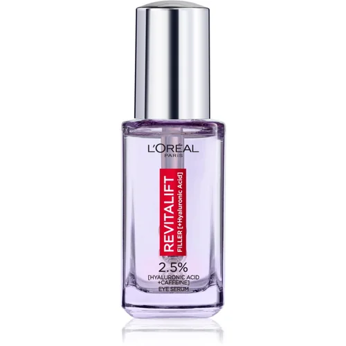 L´Oréal Paris Revitalift Filler posvjetljujući serum za područje oko očiju s hijaluronskom kiselinom 20 ml