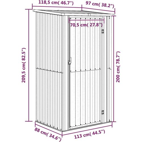 Vrtno spremi&amp;scaron;te smeđe 118,5 x 97 x 209,5 cm pocinčani čelik Slike