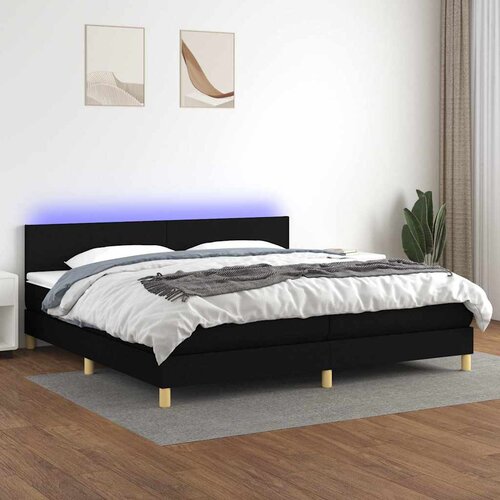 Krevet box spring s madracem LED crni 200x200 cm od tkanine Cene