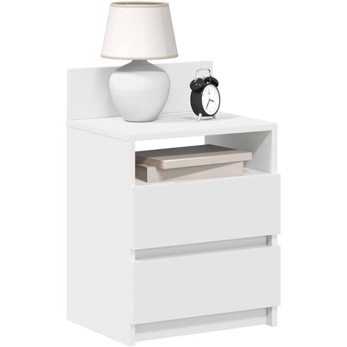 VidaXL Nočne omarice z 2 predaloma 2 kosa bele 40x33x60 cm Slike