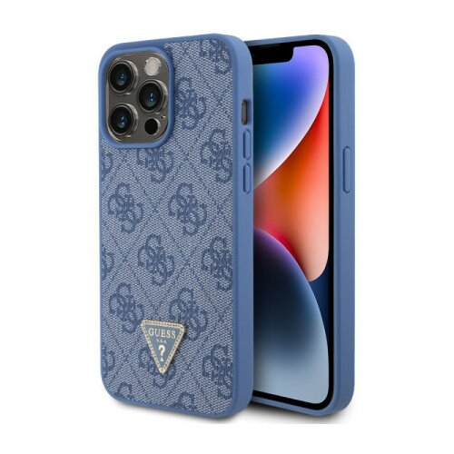 Guess Gues maska za iPhone 15 pro max leather 4G triangle strass blue ( GUHCP15XP4TDPB ) Cene