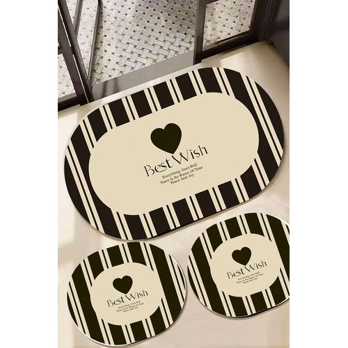 Lessentiel Maison Set prostirki za kupatilo Best Wish, 3 komada, Crno-Bijeli Cijene