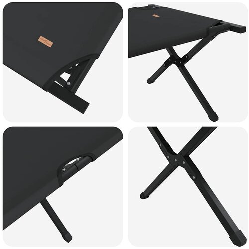  Sklopivi kamperski krevet 2 pcs Crna 210 x 80 x 46 cm Slike