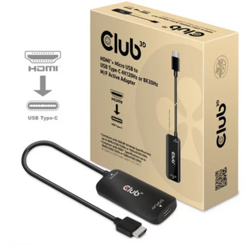 Club3d adapter HDMI + Micro-USB v USB-C CAC-1336, M/F, 4K, 120Hz / 8K, 30Hz, aktiven