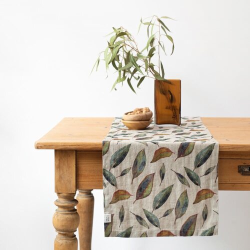 Linen Tales Lanen namizni tekač 200x200 cm Golden Fall – Cene