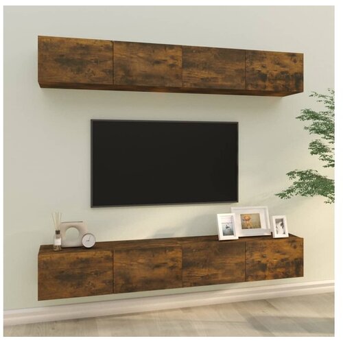  Zidni TV ormarići 4 kom dimljeni hrast 100 x 30 x 30 cm drveni Cene