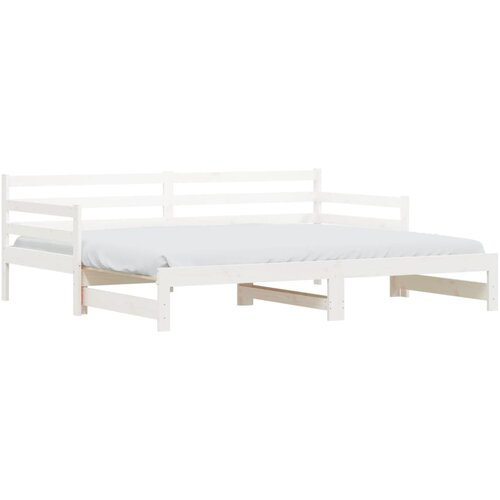 VidaXL Izvlečna dnevna postelja bela 90x200 cm trdna borovina, (20936674) Slike