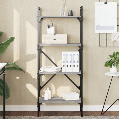  The living store knjižna omara 4-nadstropna siva sonoma 56x31,5x138,5 cm in. les - knjižna omara, (21499568) Cene