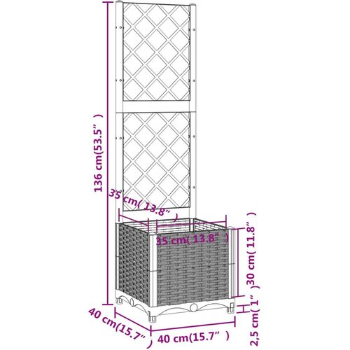 VidaXL Vrtna sadilica s re&amp;scaron;etkom crna 40 x 40 x 136 cm PP Slike