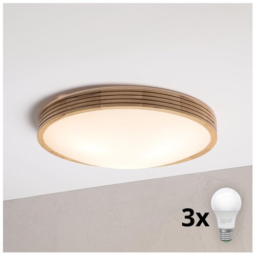 Brilagi LED plafonsko svetlo CARVALHO MODERN SLIM 3xE27/60W/230V, prečnik 47,5 cm, hrast Slike
