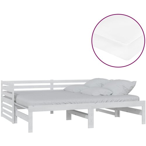  Dnevni ležaj na izvlačenje 2 x (90 x 200) cm bijeli od borovine Slike