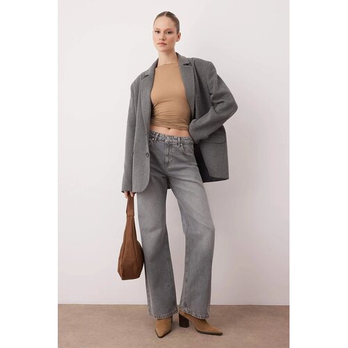 TRENDYOLMILLA ženske pantalone Twoaw26Je00007, siva Slike
