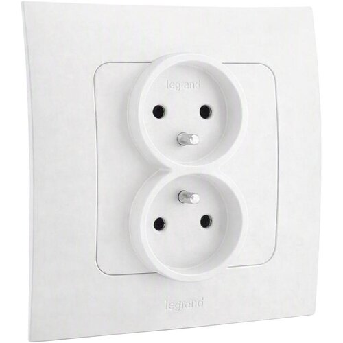 Legrand dupla kućna utičnica 250V/16A sa okvirom niloe bela Slike
