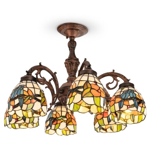 Brilagi tiffany vitražni plafonski luster jungle 6xE27/60W/230V prečnik 60 cm Slike