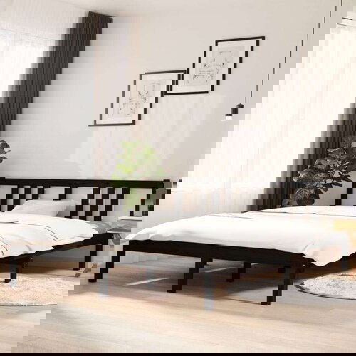  Za krevet od masivnog drva crni 150 x 200 cm 5FT King Slike