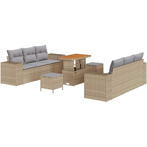 VidaXL Vrtna sedežna garnitura z blazino 9 pcs bež in svetlo siva, (5000020875) Slike