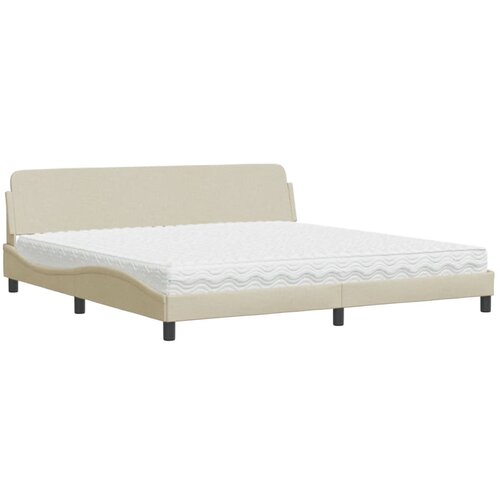 VidaXL Postelja z vzmetnico krem 200x200 cm blago, (21216185) Slike