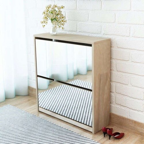 vidaXL ormarić za cipele s ogledalom boja hrastovine 63x17x67 cm Cijene
