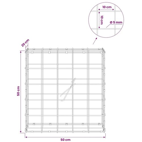  Gabion s žicom debljine 5 mm i mrežom 10x10 cm 50x20x50 cm - 20 cm 50 cm 50 cm Slike