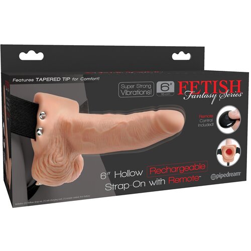 Pipedream Fetish Strap-On 6 - radijsko voden, polnilni, pritrdljiv, votli vibrator (naravni) Cene