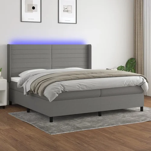  box spring s madracem LED tamnosivi 200x200 cm tkanina