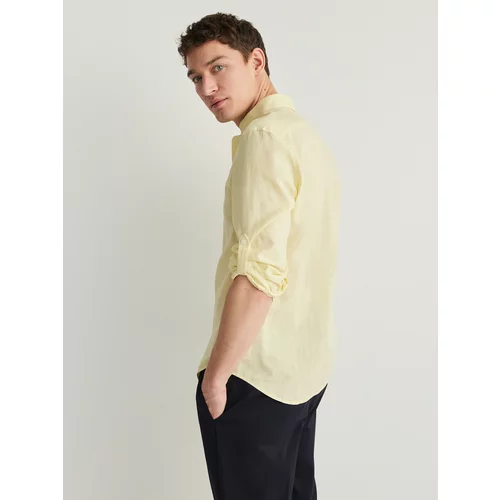 Reserved - Regular fit košulja s mješavinom lana - žuta boja