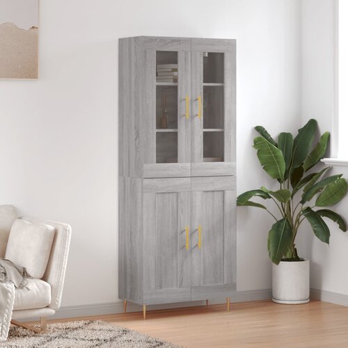 vidaXL Visoka komoda siva sonoma 69,5x34x180 cm inženirski les Cene