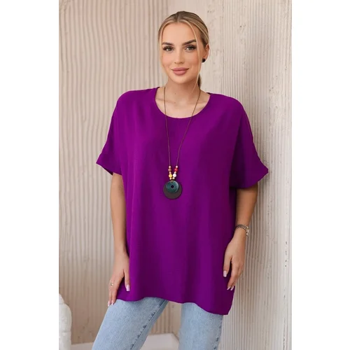 Kesi Oversized blouse with pendant in dark purple color