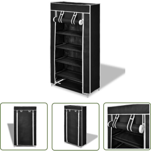 The Living Store Omara za Čevlje s Pokrivalom Blago 58 x 28 x 106 cm Črne Barve - Omara Za Čevlje, (21744460) Cene