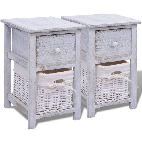 Maison Chic 2 kose Elegantne Nočne omarice - Nočne mize les bele barve, (21686914) Slike