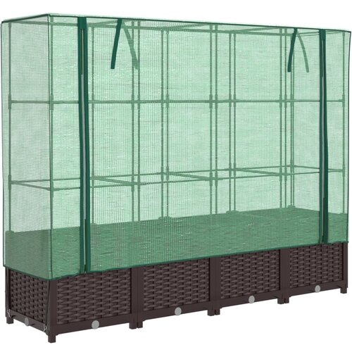 vidaXL Visoka greda s prevleko za rastlinjak videz ratana 160x40x138cm, (21366570) Cene