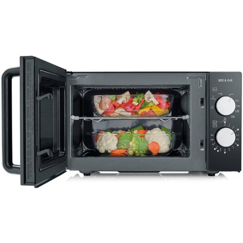 Severin MW7762 Mikrovalna s grilom 800 W W, 20 litara, 1000 gril, keramicki dno, crno-inox. Slike