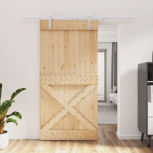  Klizna vrata s priborom za montažu 100x210 cm masivna borovina Slike